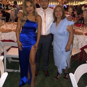 Strapless Satin Royal Blue dress